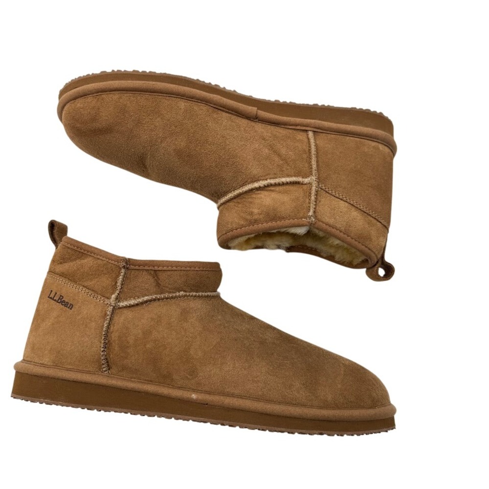 LL Bean Wicken Good Women's Suede Shearling Lined Ankle Booties Size 10 - Picture 5 of 7